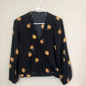 Madewell Floral Dot Print Wrap Top